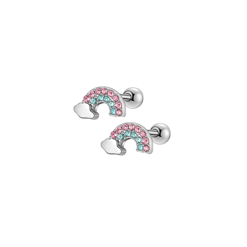 1/ 6  Pairs Hypoallergenic Screwback Earrings for Women & Girls – 316L Stainless Steel CZ Studs Set, 20G