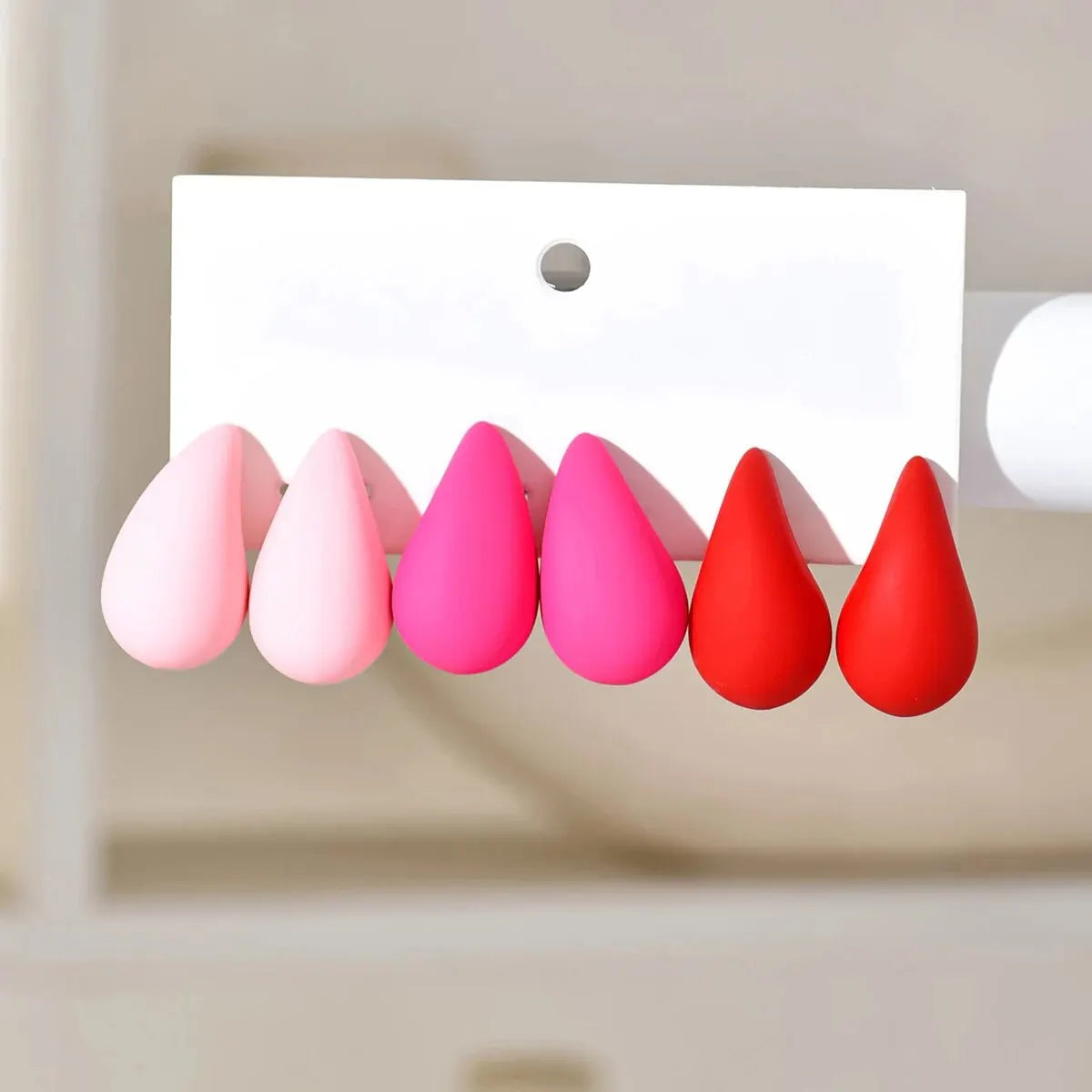 3 Pair/Set Chunky Gold Plated Waterdrop Hoop Earrings for Women Smooth Multicolour Acrylic Tear Drop Earring Lightweight Jewelry