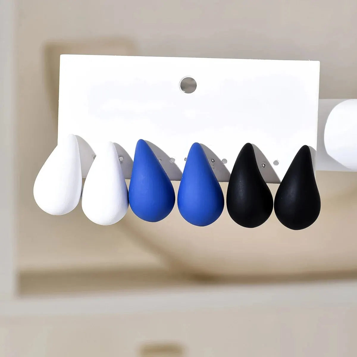 3 Pair/Set Chunky Gold Plated Waterdrop Hoop Earrings for Women Smooth Multicolour Acrylic Tear Drop Earring Lightweight Jewelry