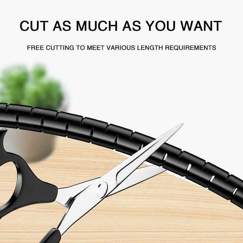 2M 16mm Flexible Spiral Cable Wire Protector Cable Organizer Computer Cord Protective Tube Clip Organizer Management Tools
