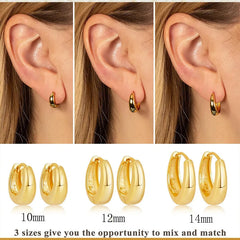 3 Pairs Chunky Gold Color Hoop Earrings Set for Women Girls 2024 Trend Jewelry Stackable Piercing Dainty Twist Cuff Earring