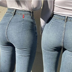 Women High Waist Jeans 2025 Spring Summer Skinny Casual Office Lady Slim Lifting Butt Denim Pencil Pants Female Elastic Trousers