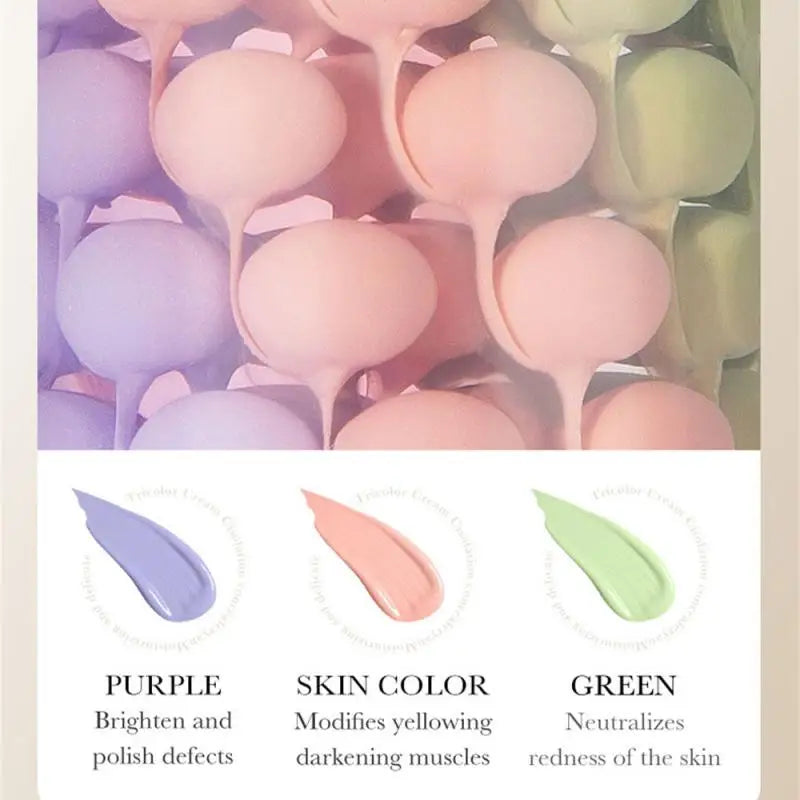 3-color Primer Full Coverage Isolation Cream Facial Concealer Makeup Invisible Pores Oil Control Uniform/Brighten Skin Color