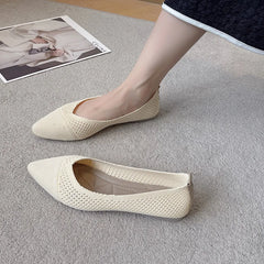 2024 New Solid Colour Knitting Flat Shoes for Women Fashion Female Casual Ballet Flats Footware Breathable Mesh Comfort Loafers