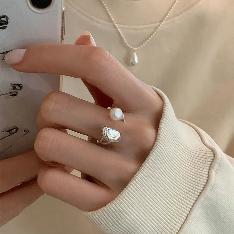 VENTFILLE 925 Sterling Silver Rings New Fashion Party Jewelry Vintage Charm Double Layer Geometric Nail Design Accessories Gifts