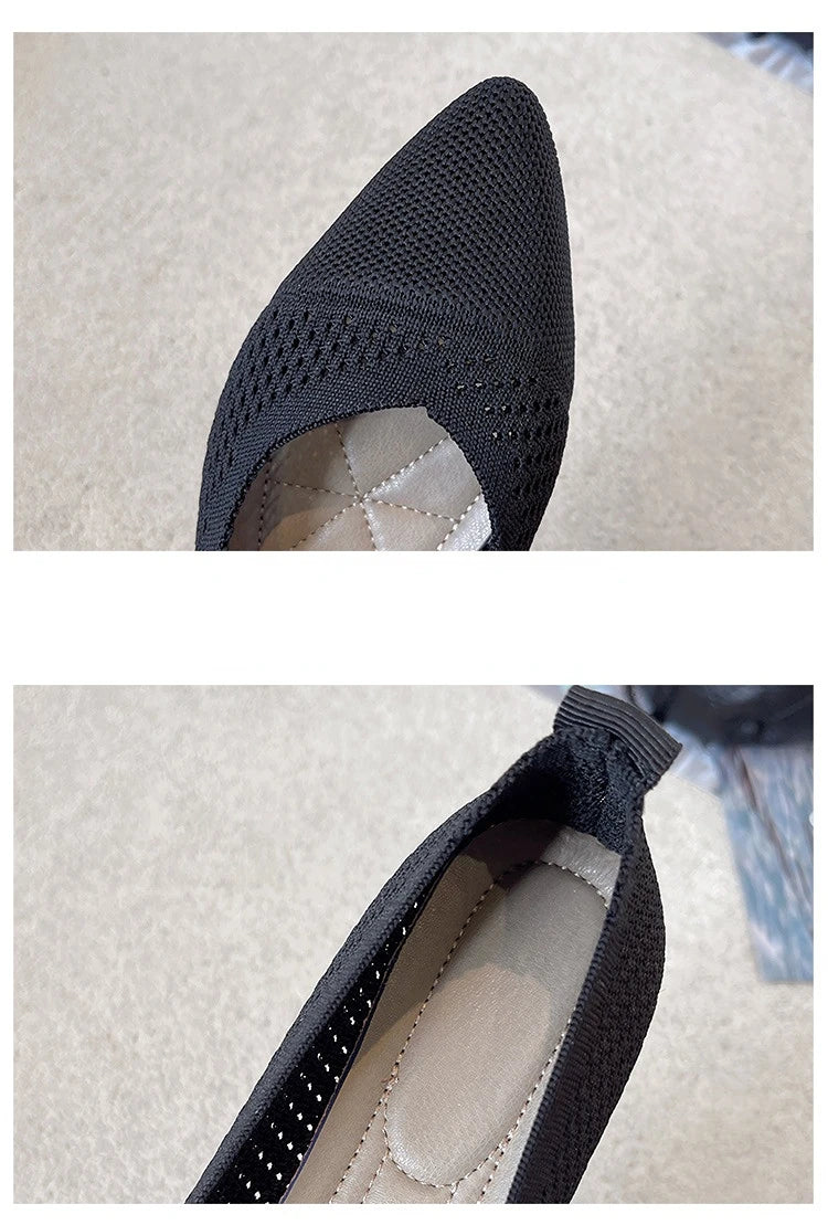 2024 New Solid Colour Knitting Flat Shoes for Women Fashion Female Casual Ballet Flats Footware Breathable Mesh Comfort Loafers