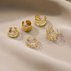 Gold Silver Color Leaves Clip Earring for Women Men Creative Simple C Ear Cuff Non-Piercing Ear Ear Clip Set Trendy Jewelry Gift
