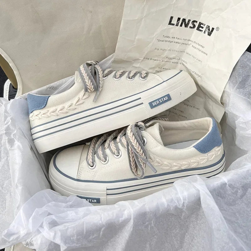 Women's Platform Canvas Shoes – Height Increasing Sneakers, Chunky Outdoor Trainers for Girls & Ladies
