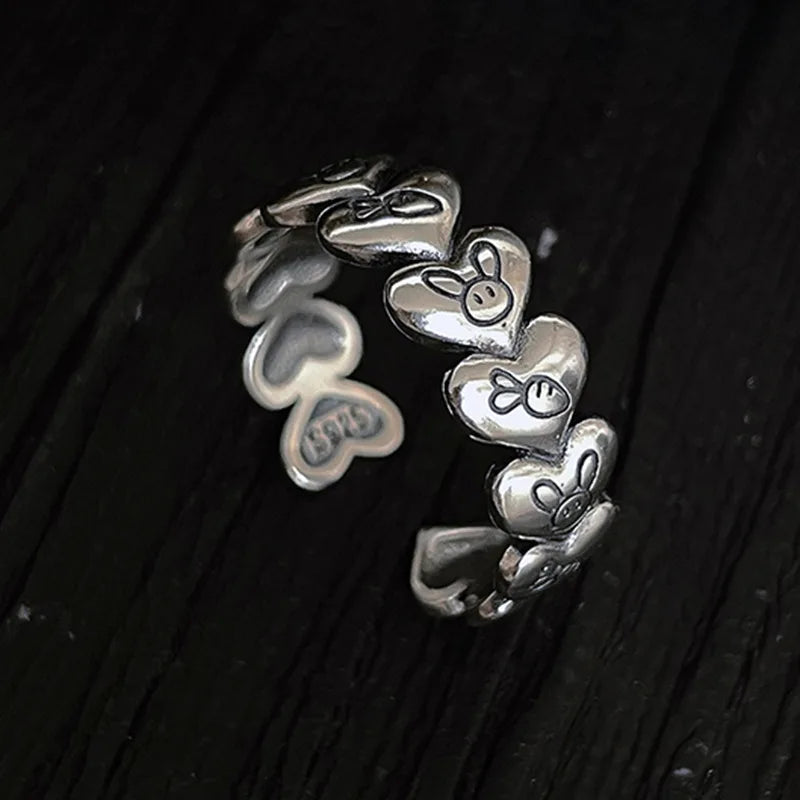 VENTFILLE 925 Sterling Silver Rings New Fashion Party Jewelry Vintage Charm Double Layer Geometric Nail Design Accessories Gifts