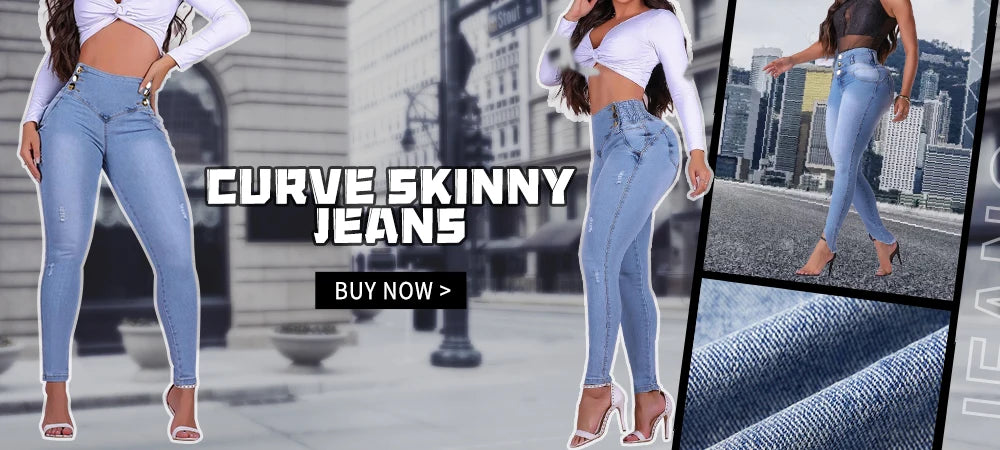 Women’s High-Waist Skinny Jeans – Chained Detail Elastic Denim Pants, Slim Fit Butt-Lift Pencil Trousers for Casual Wear