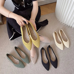 2024 New Solid Colour Knitting Flat Shoes for Women Fashion Female Casual Ballet Flats Footware Breathable Mesh Comfort Loafers