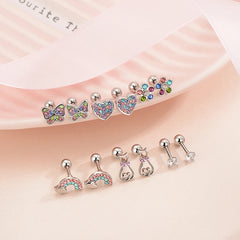 1/ 6  Pairs Hypoallergenic Screwback Earrings for Women & Girls – 316L Stainless Steel CZ Studs Set, 20G