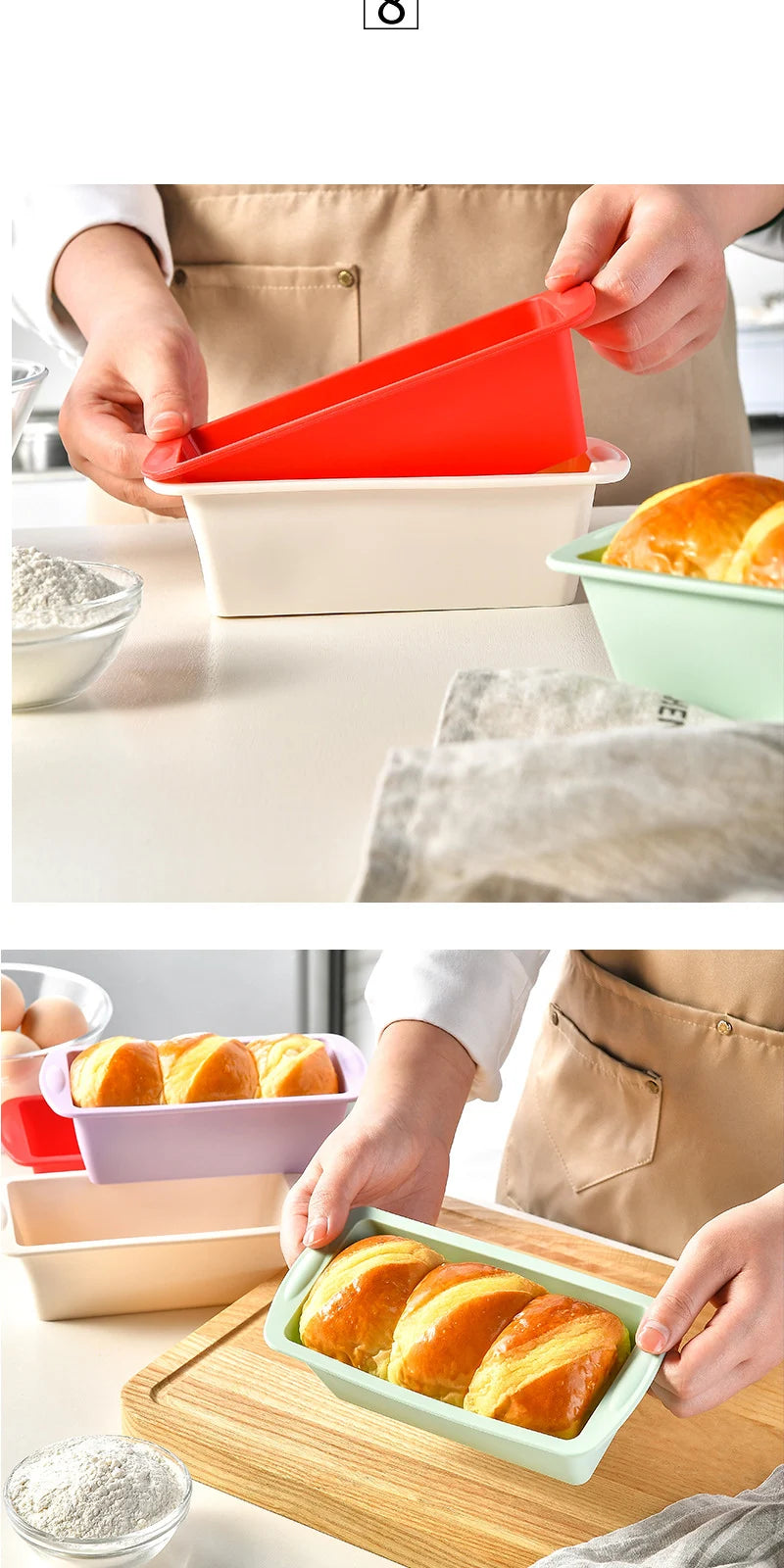 1/4Pcs Household Rectangular Silicone Mold Candy Toast Mould Easter Bread DIY Kitchen Supplies Cake Bakeware Pan Baking Tools