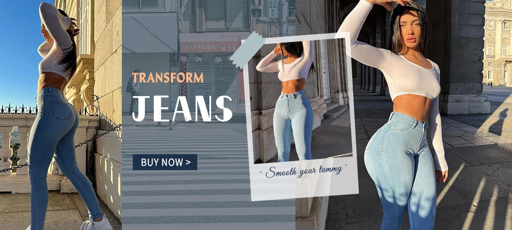 Women’s High-Waist Skinny Jeans – Chained Detail Elastic Denim Pants, Slim Fit Butt-Lift Pencil Trousers for Casual Wear