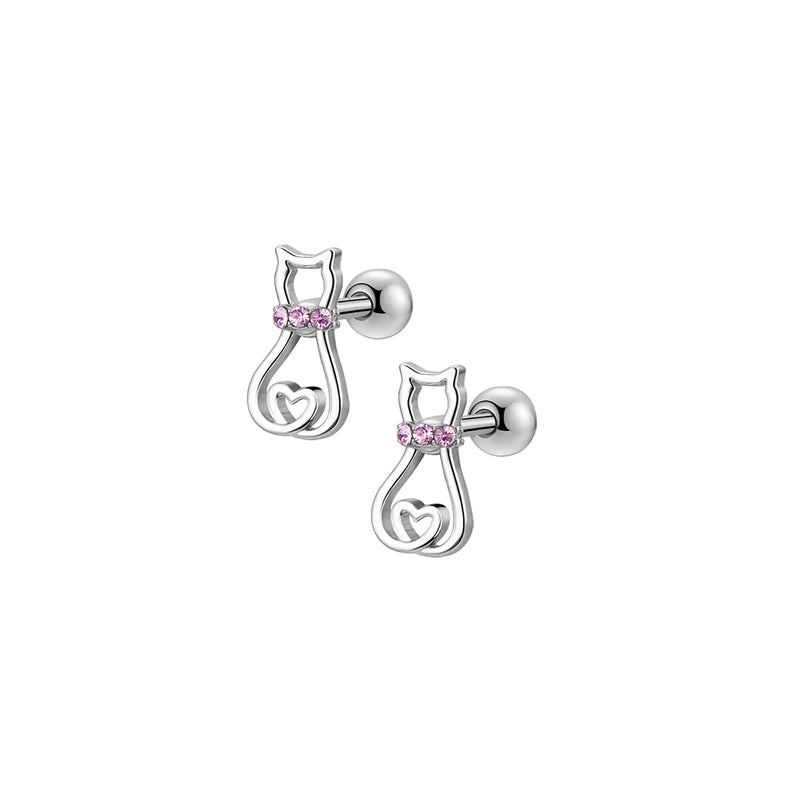 1/ 6  Pairs Hypoallergenic Screwback Earrings for Women & Girls – 316L Stainless Steel CZ Studs Set, 20G