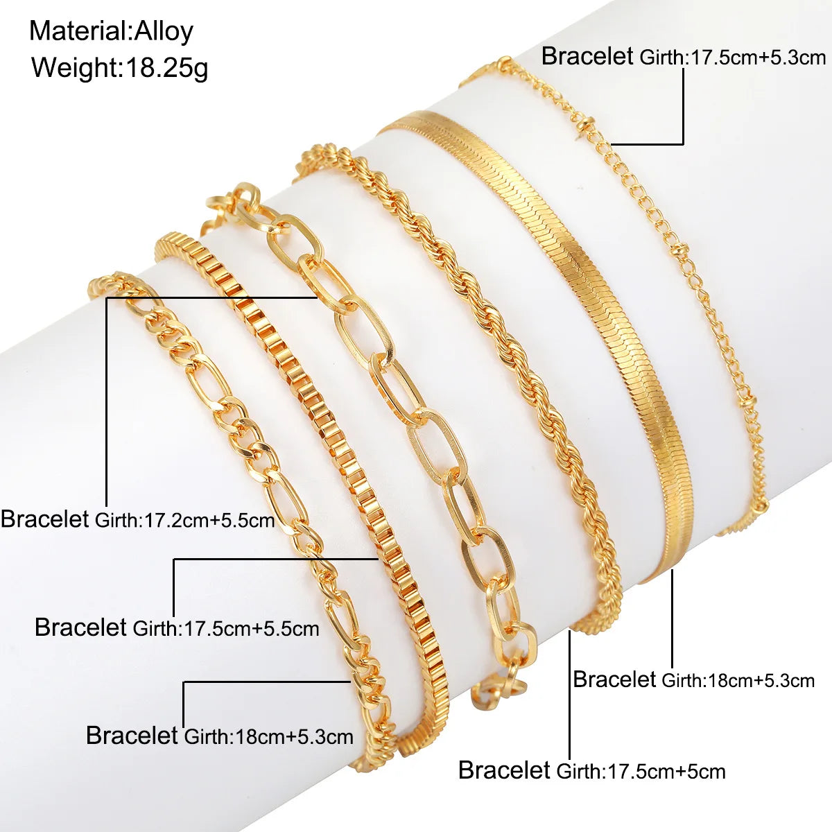 New 6 Pcs Gold Color Bracelet Set Boho Retro Thick Twist Cuban Chain Bracelet for Women 2023 Trendy Quality Jewelry Gifts