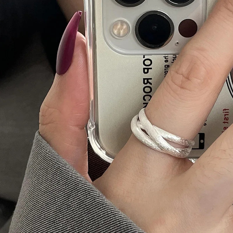VENTFILLE 925 Sterling Silver Rings New Fashion Party Jewelry Vintage Charm Double Layer Geometric Nail Design Accessories Gifts