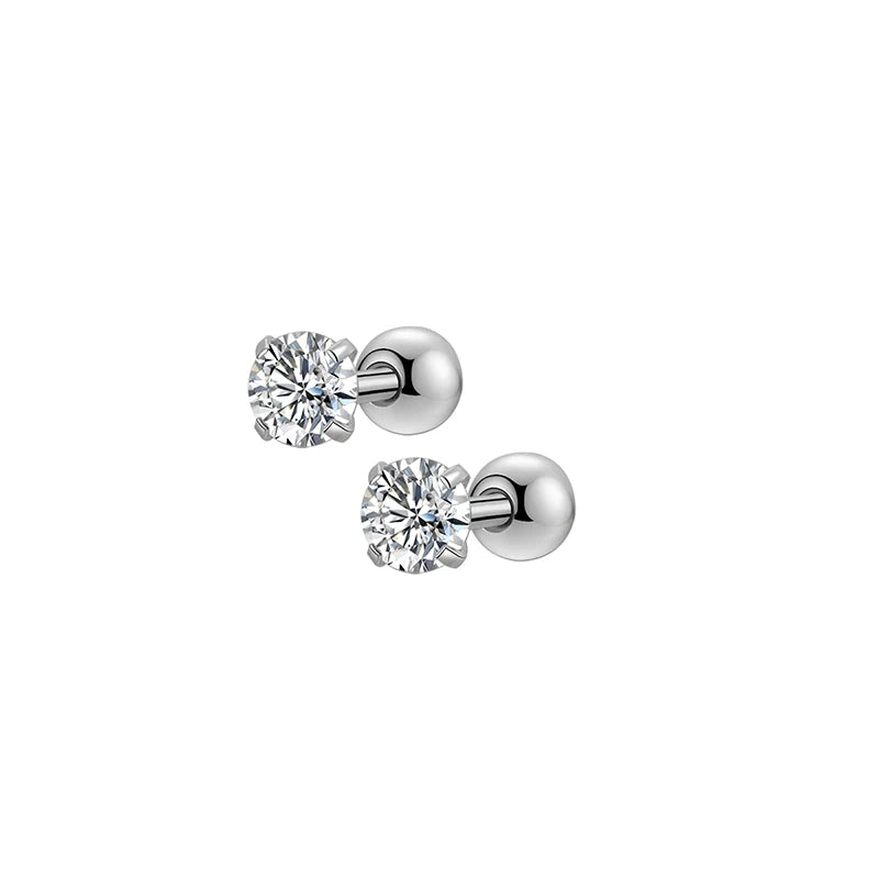 1/ 6  Pairs Hypoallergenic Screwback Earrings for Women & Girls – 316L Stainless Steel CZ Studs Set, 20G