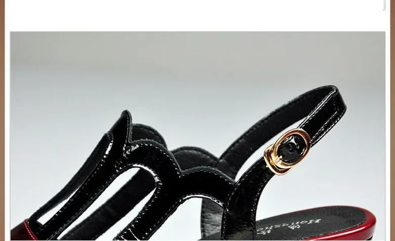 Summer Heels Medium Heel Buckle Female Footware Black 2024 Trend Fashion New Women's Pumps Shoes Peep Toe Women Sandals