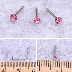 40/60 Pcs/Set Crystal Stainless Steel Nose Piercing Pack Straight Nose Ring Kit L Nose Stud Piercing Titanium Helix Body Jewelry