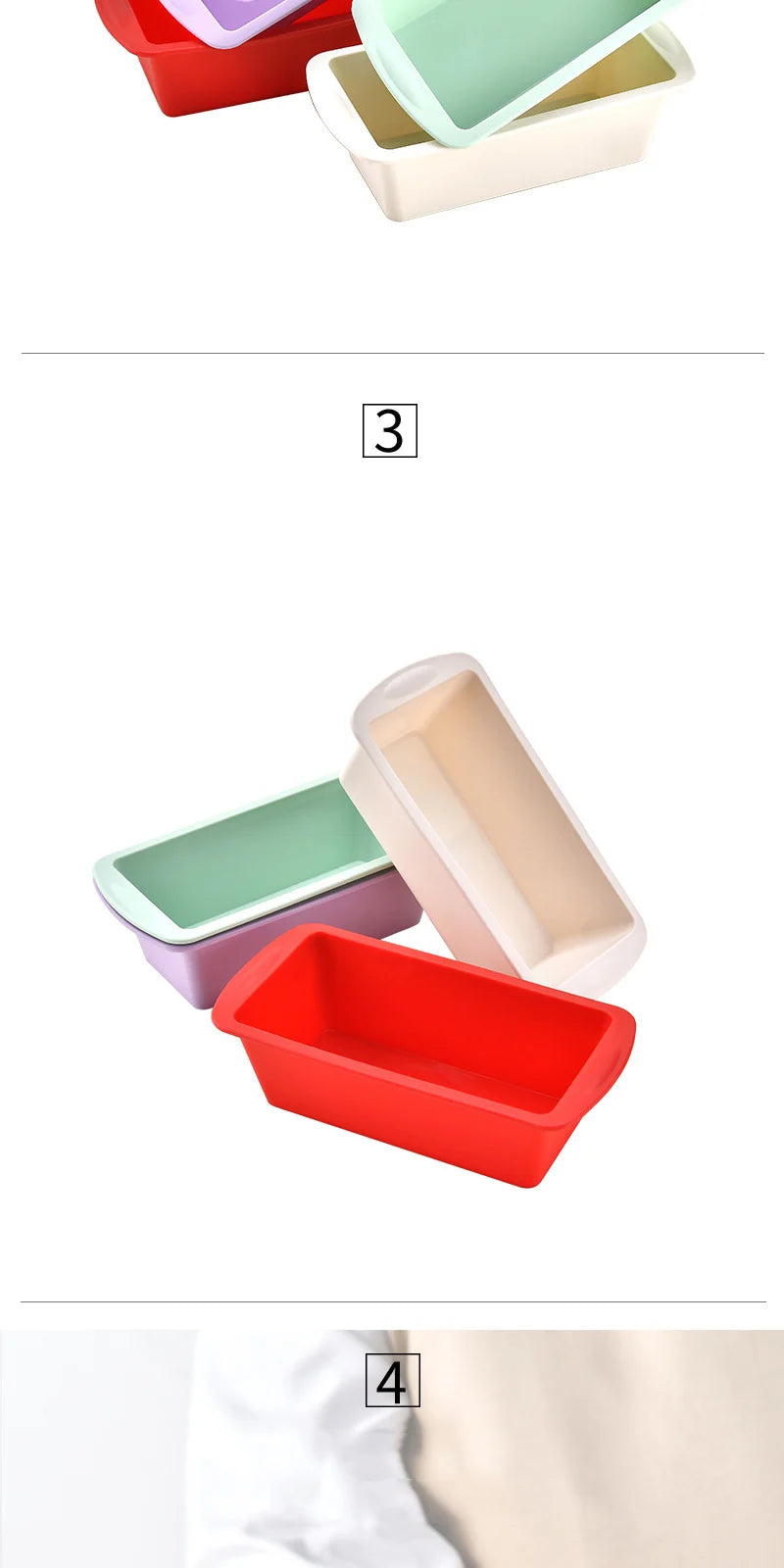 1/4Pcs Household Rectangular Silicone Mold Candy Toast Mould Easter Bread DIY Kitchen Supplies Cake Bakeware Pan Baking Tools