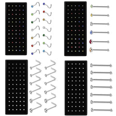 40/60 Pcs/Set Crystal Stainless Steel Nose Piercing Pack Straight Nose Ring Kit L Nose Stud Piercing Titanium Helix Body Jewelry