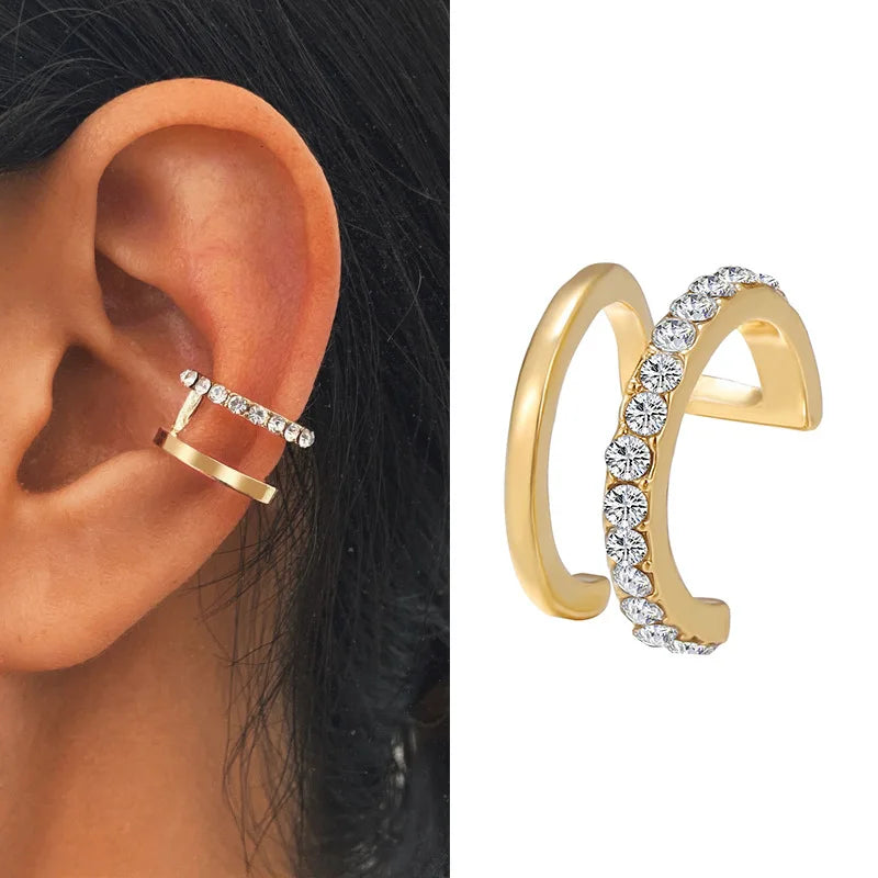Gold Silver Color Leaves Clip Earring for Women Men Creative Simple C Ear Cuff Non-Piercing Ear Ear Clip Set Trendy Jewelry Gift