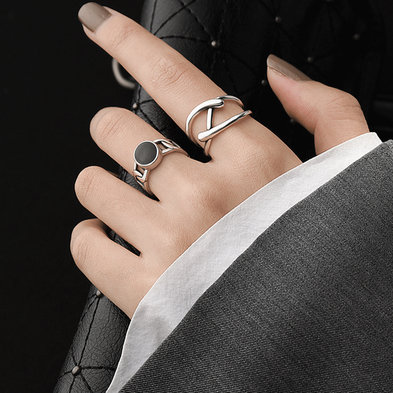 VENTFILLE 925 Sterling Silver Rings New Fashion Party Jewelry Vintage Charm Double Layer Geometric Nail Design Accessories Gifts