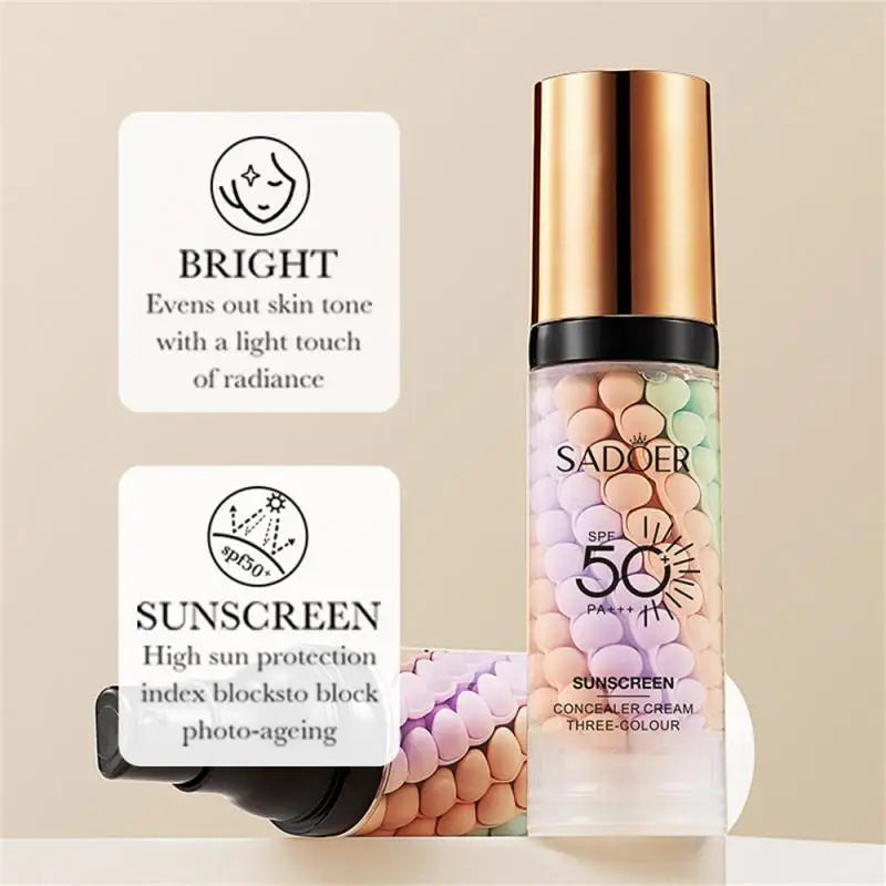 3-color Primer Full Coverage Isolation Cream Facial Concealer Makeup Invisible Pores Oil Control Uniform/Brighten Skin Color