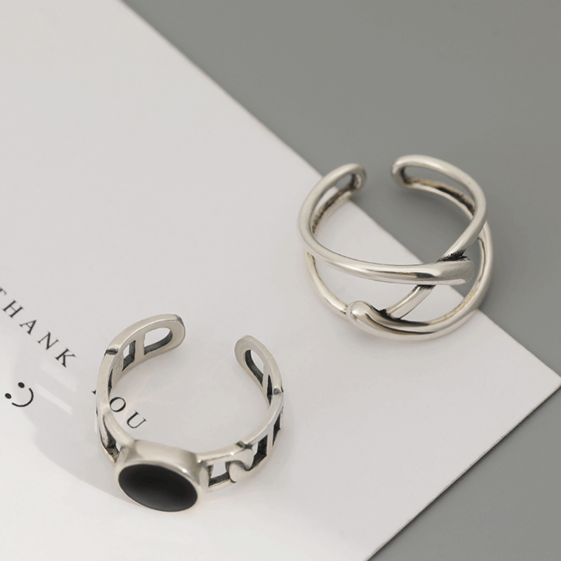 VENTFILLE 925 Sterling Silver Rings New Fashion Party Jewelry Vintage Charm Double Layer Geometric Nail Design Accessories Gifts