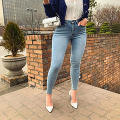 Women High Waist Jeans 2025 Spring Summer Skinny Casual Office Lady Slim Lifting Butt Denim Pencil Pants Female Elastic Trousers