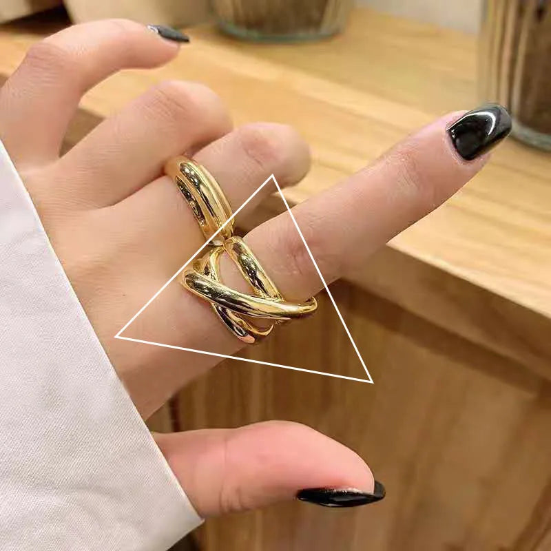 VENTFILLE 925 Sterling Silver Rings New Fashion Party Jewelry Vintage Charm Double Layer Geometric Nail Design Accessories Gifts