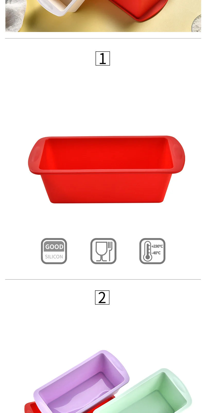 1/4Pcs Household Rectangular Silicone Mold Candy Toast Mould Easter Bread DIY Kitchen Supplies Cake Bakeware Pan Baking Tools