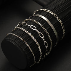 New 6 Pcs Gold Color Bracelet Set Boho Retro Thick Twist Cuban Chain Bracelet for Women 2023 Trendy Quality Jewelry Gifts